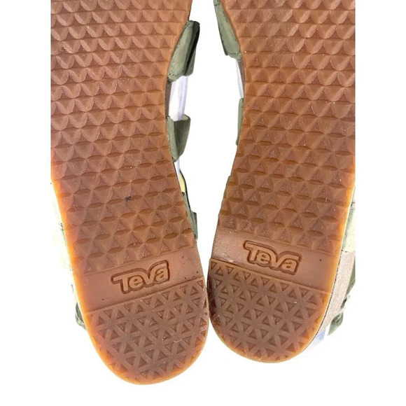 Teva Mahonia Cross Strap Comfortable Leather Wedge Sandals Green size US 9 EU 40 - Picture 13 of 16